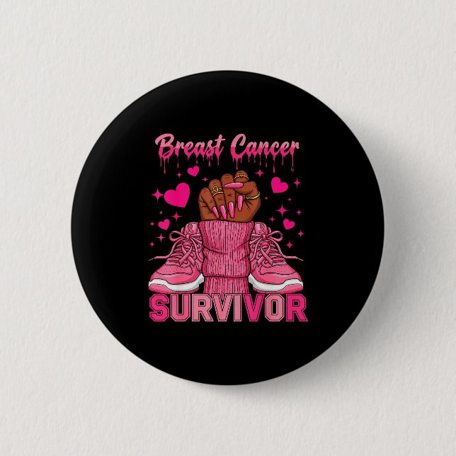 Afro Queen Black Women Breast Cancer Survivor Nk R Button (Vorderseite)