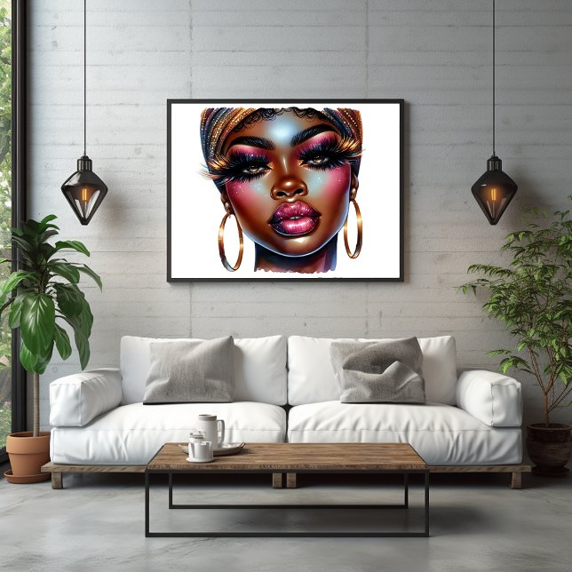 Afro Queen Fashion Art Melanin Chic Poster (Afro Queen Fashion Art Melanin Magic Poster)