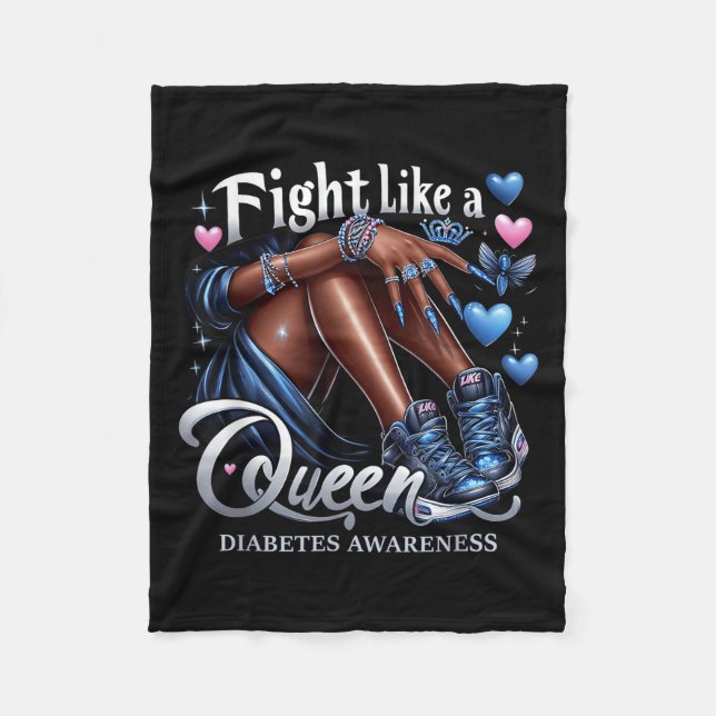 Afro Queen kämpft wie eine Queen Diabetes Awarenes Fleecedecke (Vorderseite)