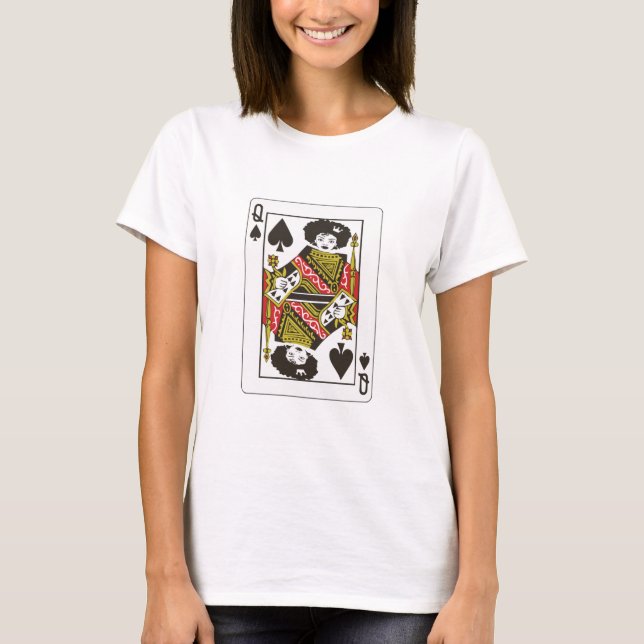 Afro Queen of Spades Black Queen of Spade Card T-Shirt (Vorderseite)