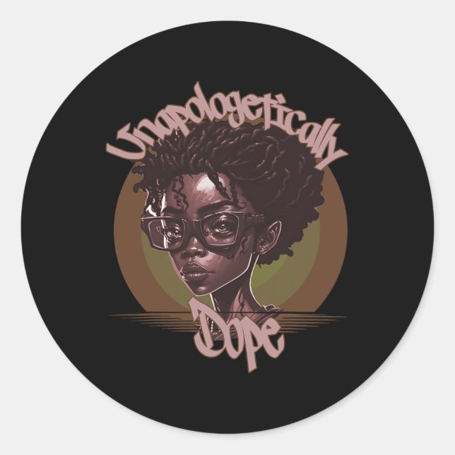 Afro Queen unapologetisch Dope Black History Mon Runder Aufkleber (Vorderseite)