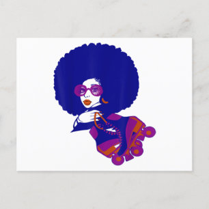 Afro-Roller-Skate der 70er Jahre Ankündigungspostkarte