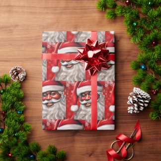 Afro, Santa, Black Santa, Weihnachten, Afro-Amerik Geschenkpapier