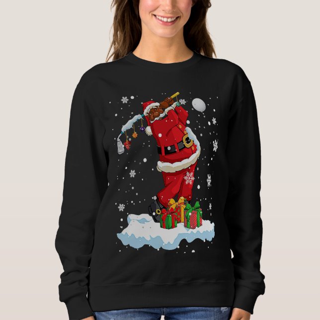 Afro Santa Playing Golf Xmas Black Afro Golf Playe Sweatshirt (Vorderseite)