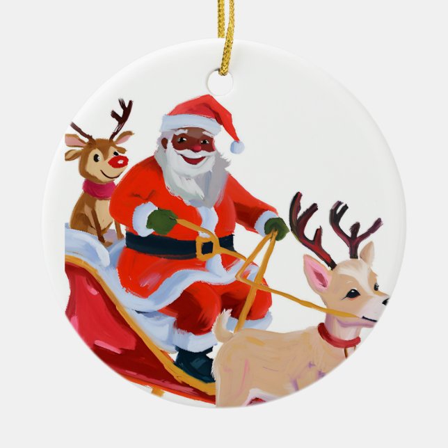 Afro Santa und Freunde Keramik Ornament (Vorne)
