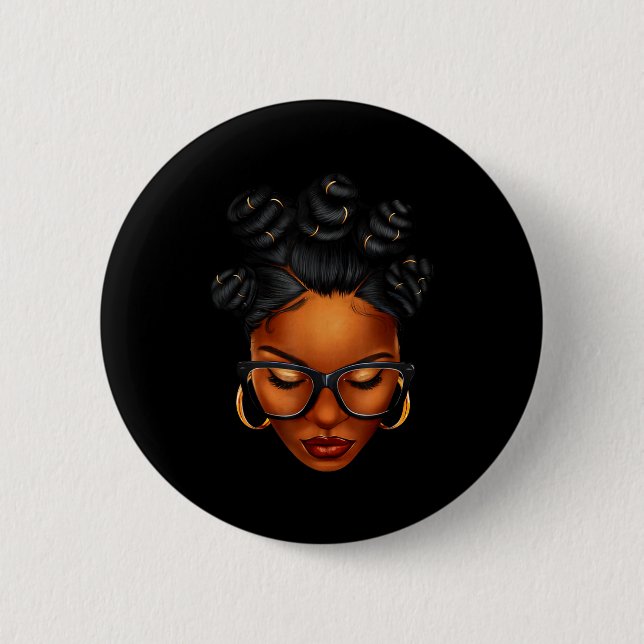 Afro Schwarze Frau Afrikanischer Schwarzer Geschic Button (Vorderseite)