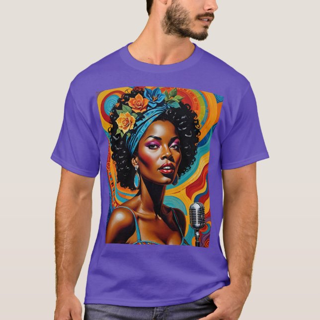 Afro Soul Diva Vibrannt Art T-Shirt (Vorderseite)