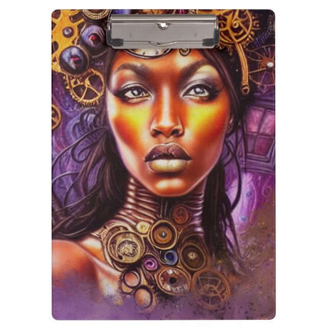 Afro Steampunk Inspired Art  Klemmbrett (Vorderseite)