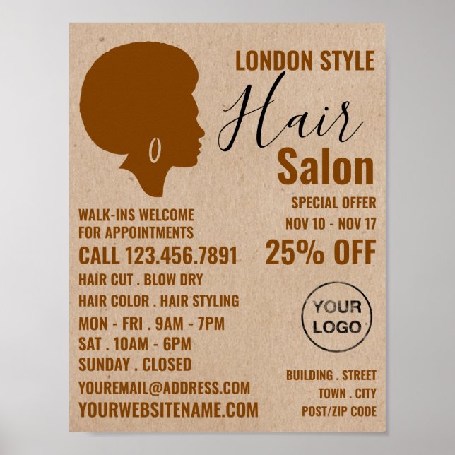 Afro Style, Haar Stylist, Haarsalon Werbung Poster (Vorne)