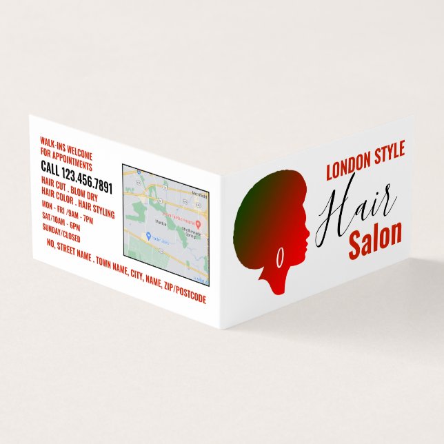 Afro Style, Hair Stylist, Hair Salon Loyalty Card, Visitenkarten (Vorderseite)