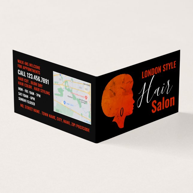 Afro Style, Hair Stylist, Hair Salon Loyalty Card, Visitenkarten (Vorderseite)