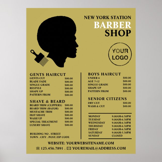 Afro Style, Men Barbers Price List Poster (Vorne)