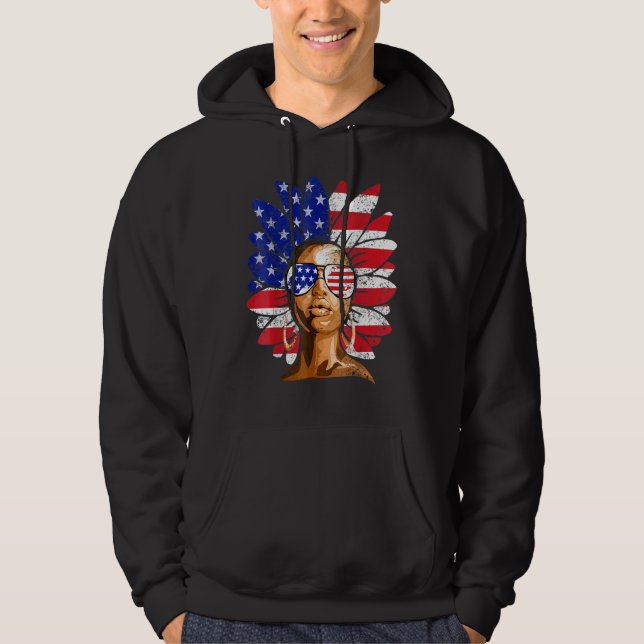 Afro Sunflower African American 4th Of July Melani Hoodie (Vorderseite)