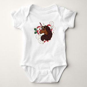 Afro Unicorn Candy Cane Herz Holiday Baby Strampler