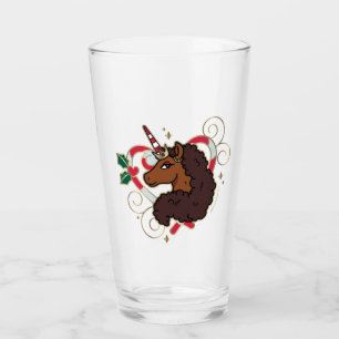 Afro Unicorn Candy Cane Herz Holiday Glas