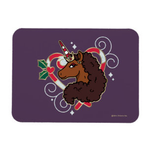 Afro Unicorn Candy Cane Herz Holiday Magnet