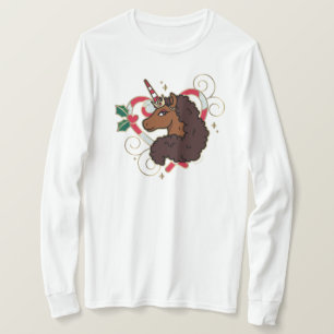 Afro Unicorn Candy Cane Herz Holiday T-Shirt