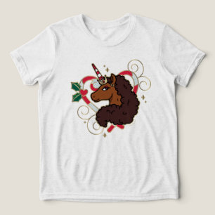 Afro Unicorn Candy Cane Herz Holiday Tri-Blend Shirt