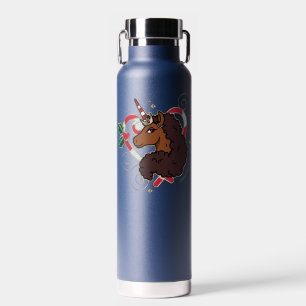 Afro Unicorn Candy Cane Herz Holiday Trinkflasche