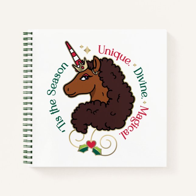 Afro Unicorn 'Dies ist die Season Holiday Unicorn Notizbuch (Vorderseite)
