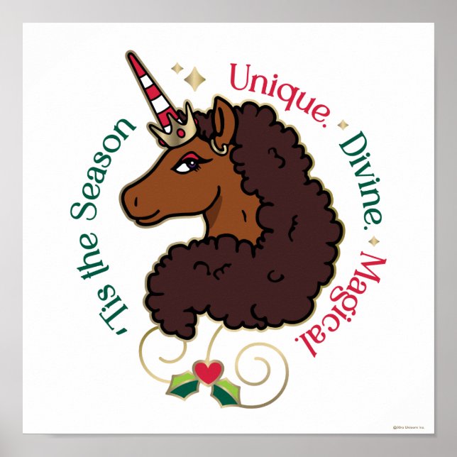 Afro Unicorn 'Dies ist die Season Holiday Unicorn Poster (Vorne)