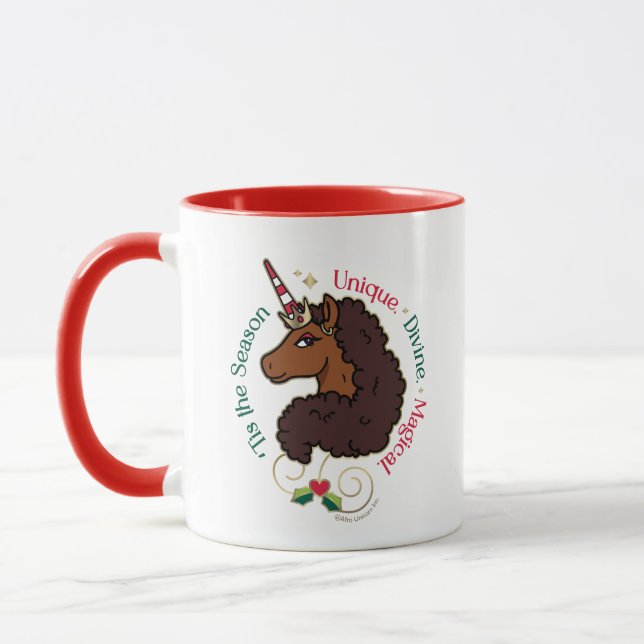 Afro Unicorn 'Dies ist die Season Holiday Unicorn Tasse (Links)