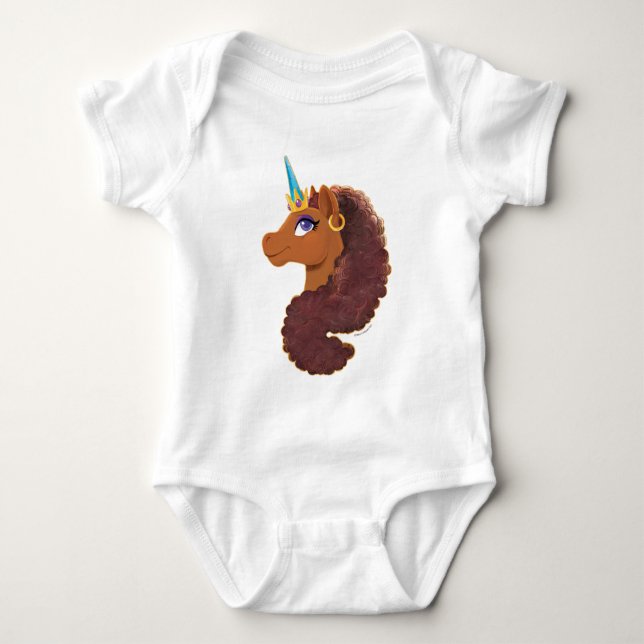 Afro Unicorn | Einzigartig Baby Strampler (Vorderseite)