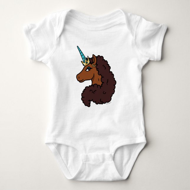 Afro Unicorn | Einzigartig Baby Strampler (Vorderseite)