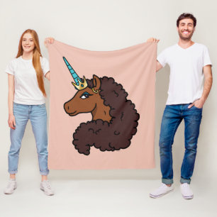 Afro Unicorn   Einzigartig Fleecedecke