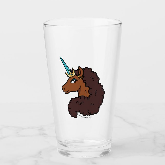 Afro Unicorn | Einzigartig Glas (Vorderseite)