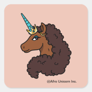 Afro Unicorn   Einzigartig Quadratischer Aufkleber