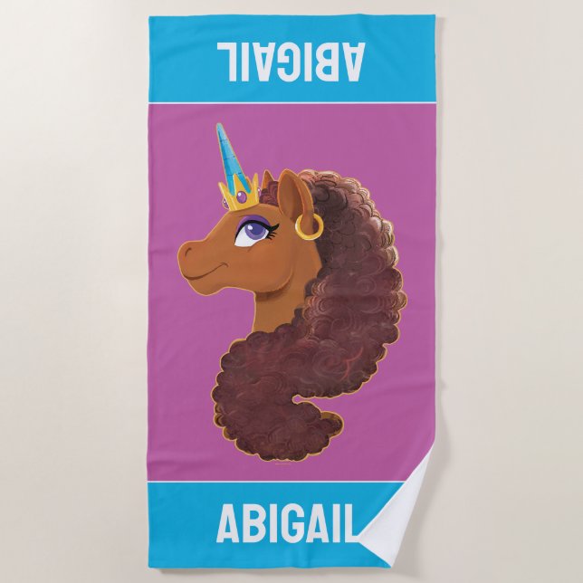 Afro Unicorn | Einzigartig Strandtuch (Vorderseite)