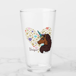 Afro Unicorn Einzigartiges Herzdesign Glas