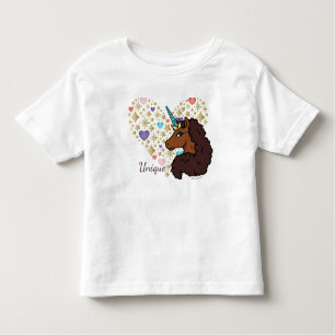 Afro Unicorn Einzigartiges Herzdesign Kleinkind T-shirt