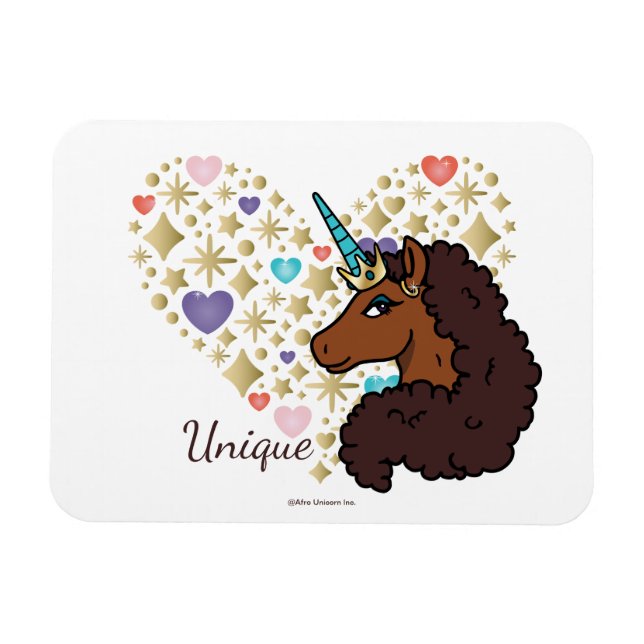 Afro Unicorn | Einzigartiges Herzdesign Magnet (Horizontal)