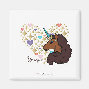 Afro Unicorn   Einzigartiges Herzdesign Magnet