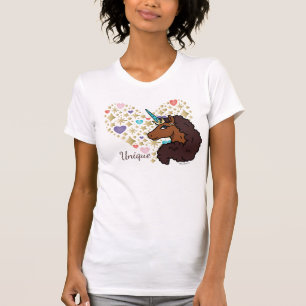 Afro Unicorn   Einzigartiges Herzdesign T-Shirt