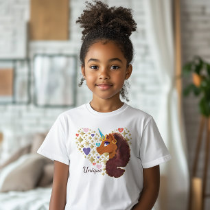 Afro Unicorn Einzigartiges Herzdesign T-Shirt