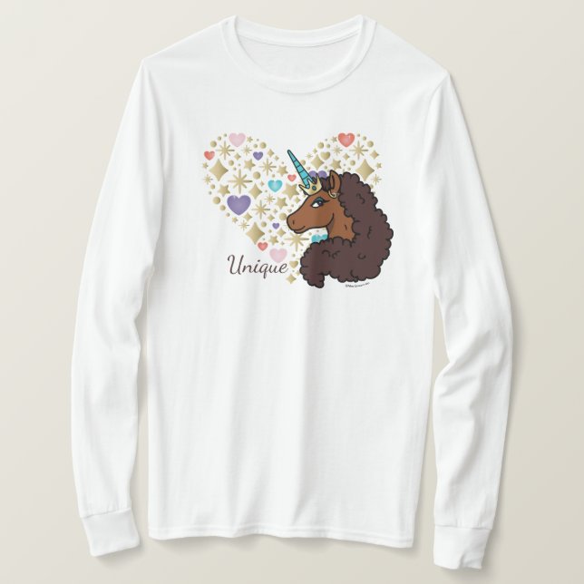 Afro Unicorn | Einzigartiges Herzdesign T-Shirt (Design vorne)