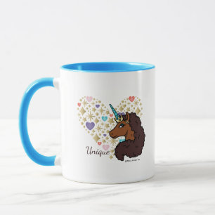 Afro Unicorn   Einzigartiges Herzdesign Tasse