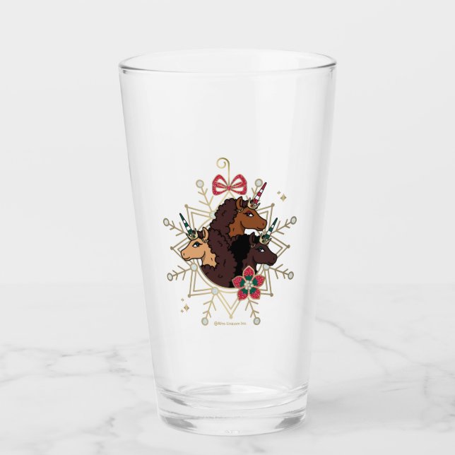 Afro Unicorn Festlicher Urlaub Magisch Glas (Vorderseite)