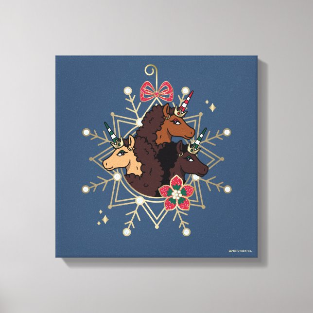 Afro Unicorn Festlicher Urlaub Magisch Leinwanddruck (Vorderseite)