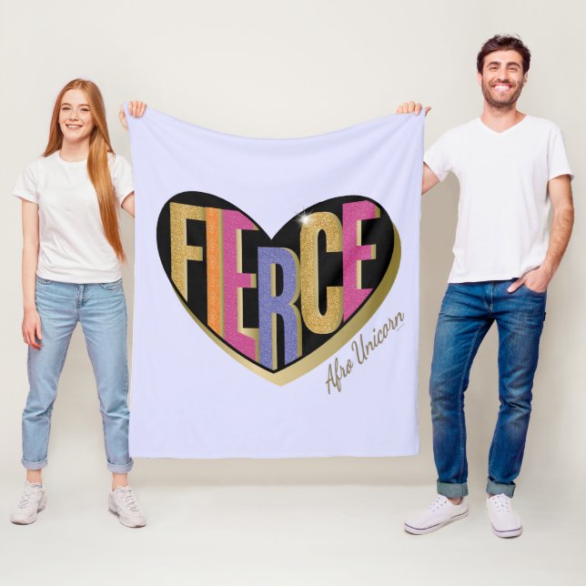 Afro Unicorn Fierce Herzdesign Fleecedecke (Beispiel)