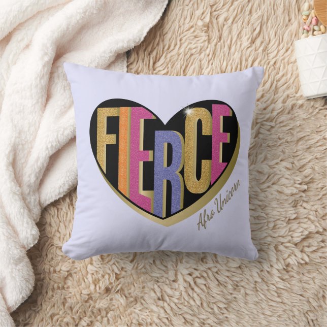 Afro Unicorn Fierce Herzdesign Kissen (Decke)