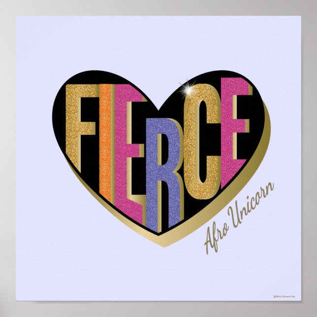 Afro Unicorn Fierce Herzdesign Poster (Vorne)
