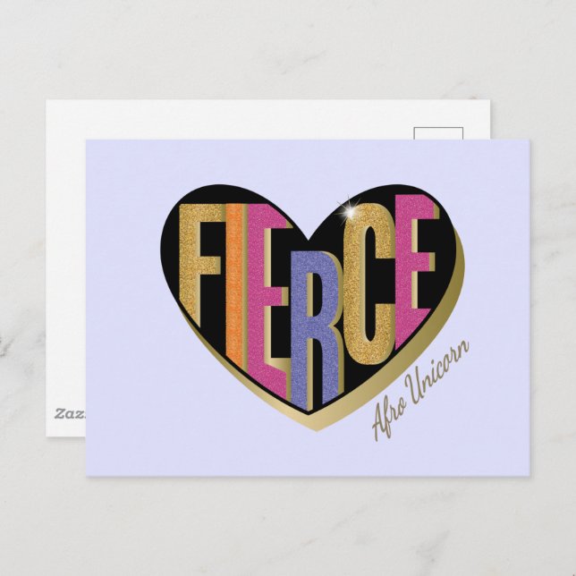 Afro Unicorn Fierce Herzdesign Postkarte (Vorne/Hinten)