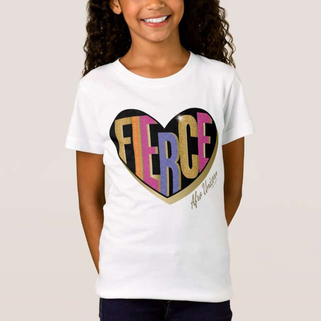 Afro Unicorn Fierce Herzdesign T-Shirt (Vorderseite)