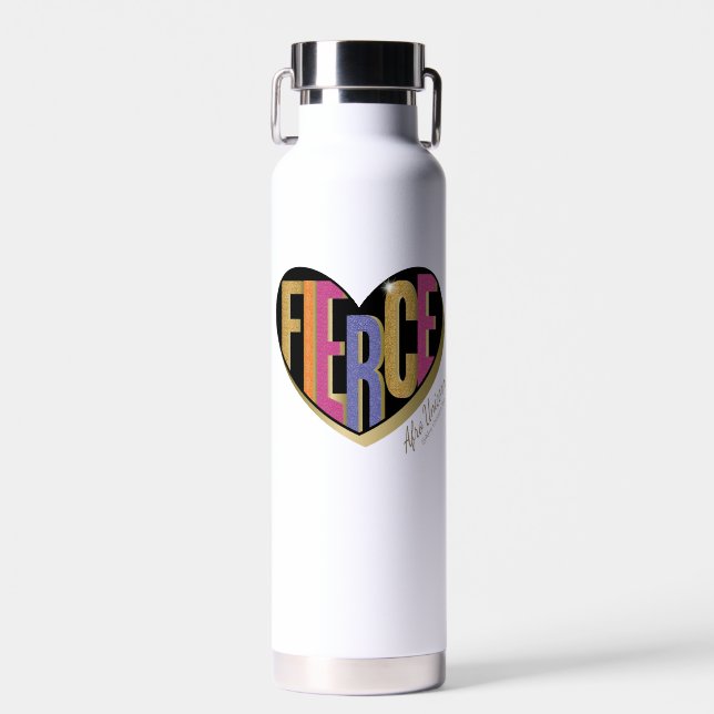 Afro Unicorn Fierce Herzdesign Trinkflasche (Vorne)