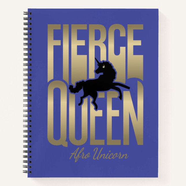 Afro Unicorn Fierce Queen Notizbuch (Vorderseite)
