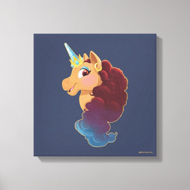 Afro Unicorn | Göttlich das Einhorn Leinwanddruck (Vorderseite)